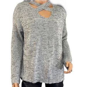 A.n.a. Oversized Gray cross neck sweater, size XL